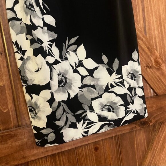 White House Black Market Black Floral Reversible Dress XS/S - Picture 3 of 5